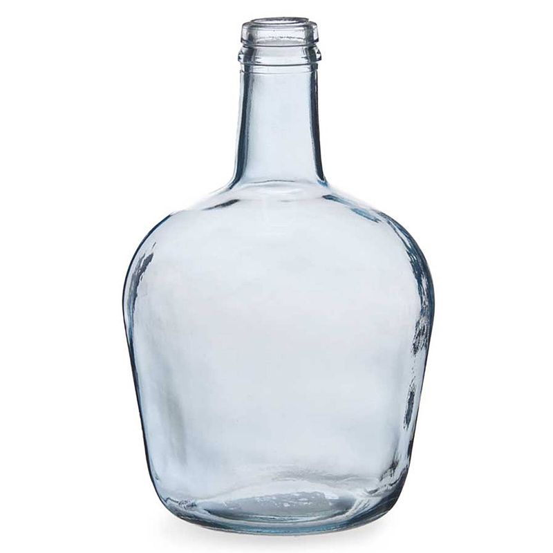 Foto van Bloemenvaas - flessen model - glas - blauw transparant - 19 x 31 cm - vazen