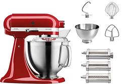 Foto van Kitchenaid 5ksm185pseer keizerrood + pastaroller en -snijderset (3-delig)