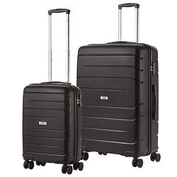 Foto van Travelz big bars kofferset trolleyset 2-delig handbagage + groot zwart