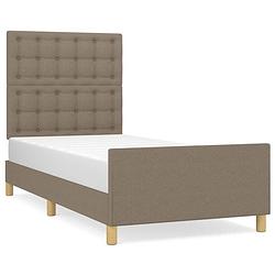 Foto van The living store bedframe the living store - s - bedframes - 193 x 93 x 118/128 cm - taupe