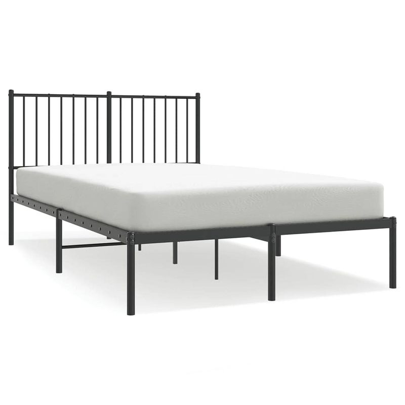 Foto van Vidaxl bedframe met hoofdbord metaal zwart 120x200 cm