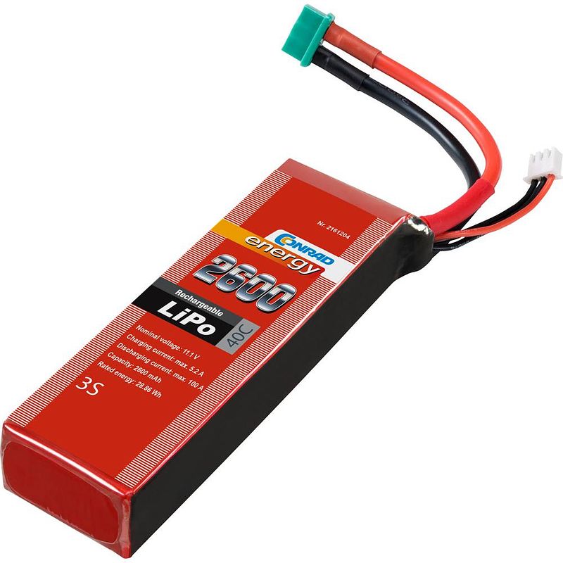 Foto van Conrad energy lipo accupack 11.1 v 2600 mah aantal cellen: 3 40 c softcase mpx