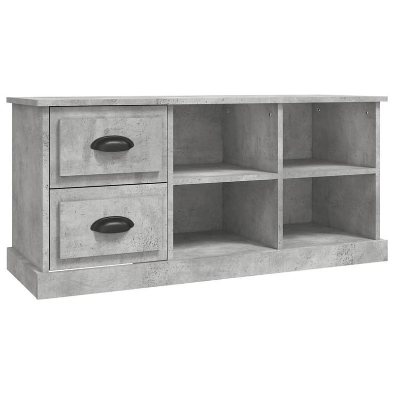 Foto van The living store tv-meubel betongrijs - 102 x 35.5 x 47.5 cm - met lades - open vakken