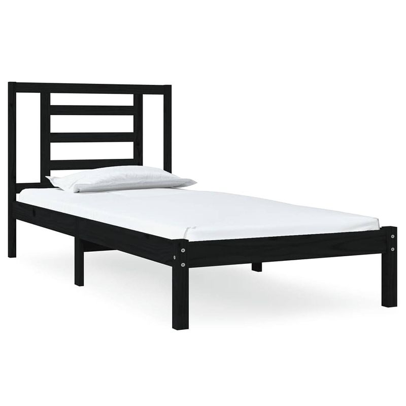 Foto van Vidaxl bedframe massief grenenhout zwart 90x200 cm