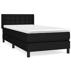 Foto van The living store boxspringbed - comfort - bed - 193x93x78/88cm - zwart - stof - massief larikshout - multiplex -