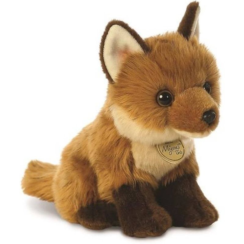 Foto van Aurora miyoni pluche knuffeldier vos - rood/bruin - 23 cm - bosdieren thema - knuffel bosdieren