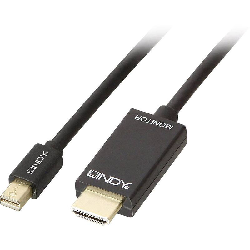 Foto van Lindy mini-displayport / hdmi adapterkabel mini displayport stekker, hdmi-a stekker 5.00 m zwart 36929 displayport-kabel