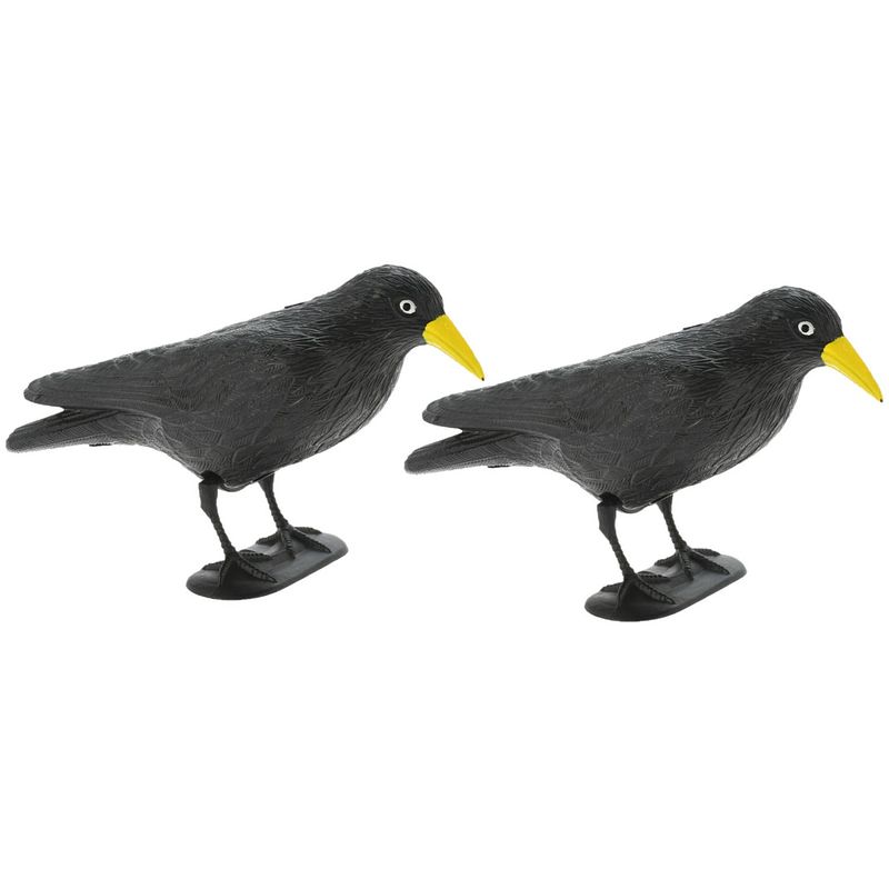 Foto van Raaf/kraai - 2x - zwart - vogelverschrikker/vogelverjager - 35 cm - vogelverjagers