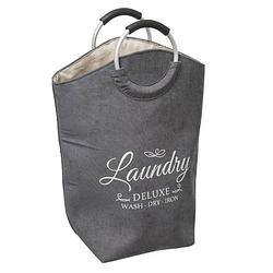 Foto van Wasmand xxl wasgoed zak met hengsels - grijs - 35 liter - 52 x 28 x 60 cm - wasmanden