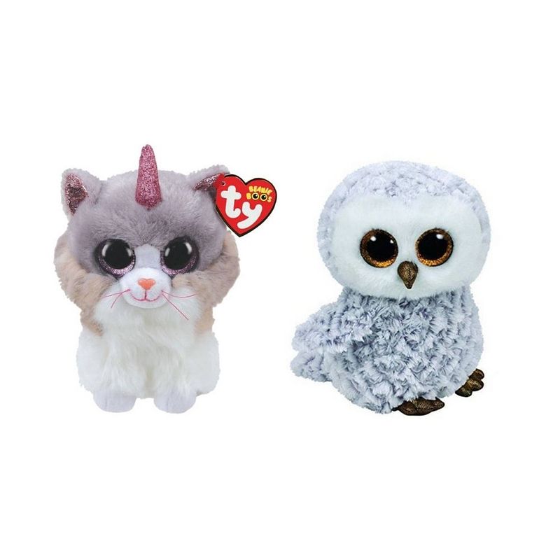 Foto van Ty - knuffel - beanie boo's - asher cat & owlette owl