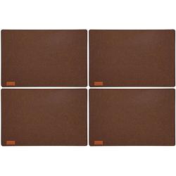 Foto van 4x stuks rechthoekige placemats met ronde hoeken polyester cappuccino bruin 30 x 45 cm - placemats