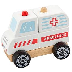 Foto van Viga toys stapelfiguur ambulance 13 cm wit
