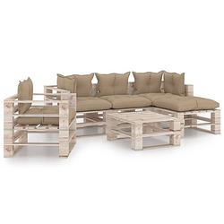 Foto van Vidaxl 6-delige loungeset met kussens pallet grenenhout