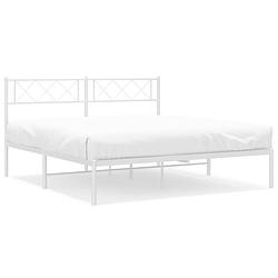 Foto van Vidaxl bedframe met hoofdbord metaal wit 140x190 cm