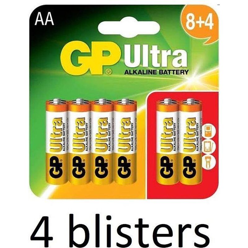 Foto van 48 stuks(4 blister a 12 st) gp ultra aa alkaline