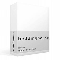 Foto van Beddinghouse jersey topper hoeslaken - 100% gebreide jersey katoen - lits-jumeaux (180x200/220 cm) - white