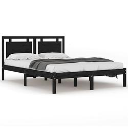 Foto van Vidaxl bedframe massief hout zwart 140x190 cm