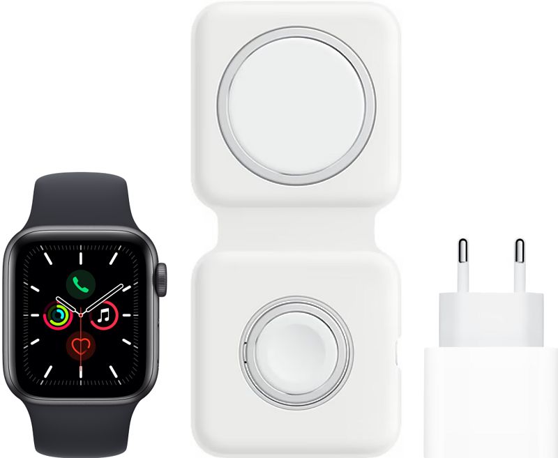 Foto van Apple watch se 40mm space gray aluminium middernacht sportband + magsafe oplaadpakket