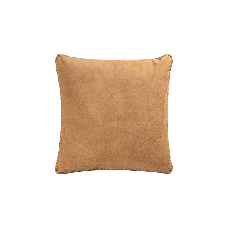 Foto van Ptmd suky camel suede leather cushion square l