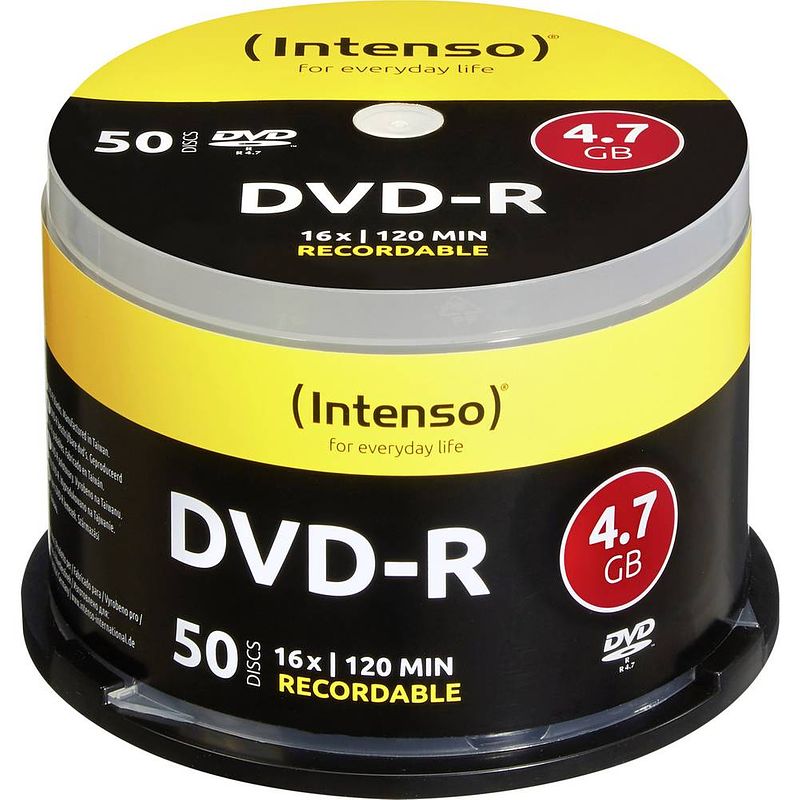 Foto van Intenso 4101155 dvd-r disc 4.7 gb 50 stuk(s) spindel