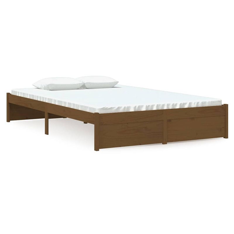 Foto van The living store houten bedframe - grenenhout - 195.5 x 125.5 x 31 cm - honingbruin - 4ft small double