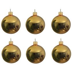 Foto van 6x glazen kerstballen glans goud 8 cm kerstboom versiering/decoratie - kerstbal