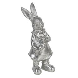 Foto van Clayre & eef decoratie beeld konijn 12*11*22 cm zilverkleurig