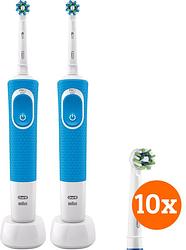 Foto van Oral-b vitality 100 blauw duopack + crossaction opzetborstels (10 stuks)