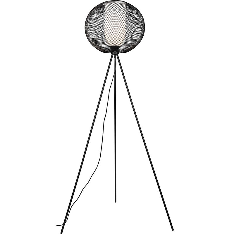 Foto van Led vloerlamp - trion filtran - e27 fitting - 1-lichts - rond - mat zwart - aluminium