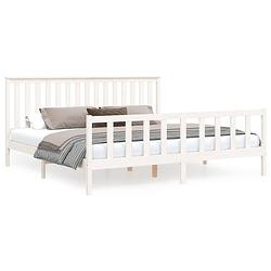 Foto van The living store bedframe massief grenenhout - 205.5 x 206 x 101 cm - wit