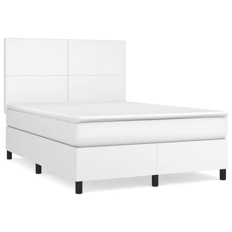 Foto van Vidaxl boxspring met matras kunstleer wit 140x200 cm