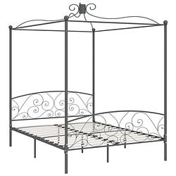 Foto van The living store hemelbed metaal grijs 211x189x227cm - metalen hemelbedframe - stevig en duurzaam