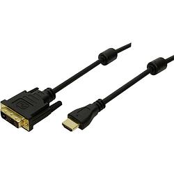 Foto van Logilink hdmi / dvi adapterkabel hdmi-a stekker, dvi-d 18+1-polige stekker 2.00 m zwart ch0004 hdmi-kabel