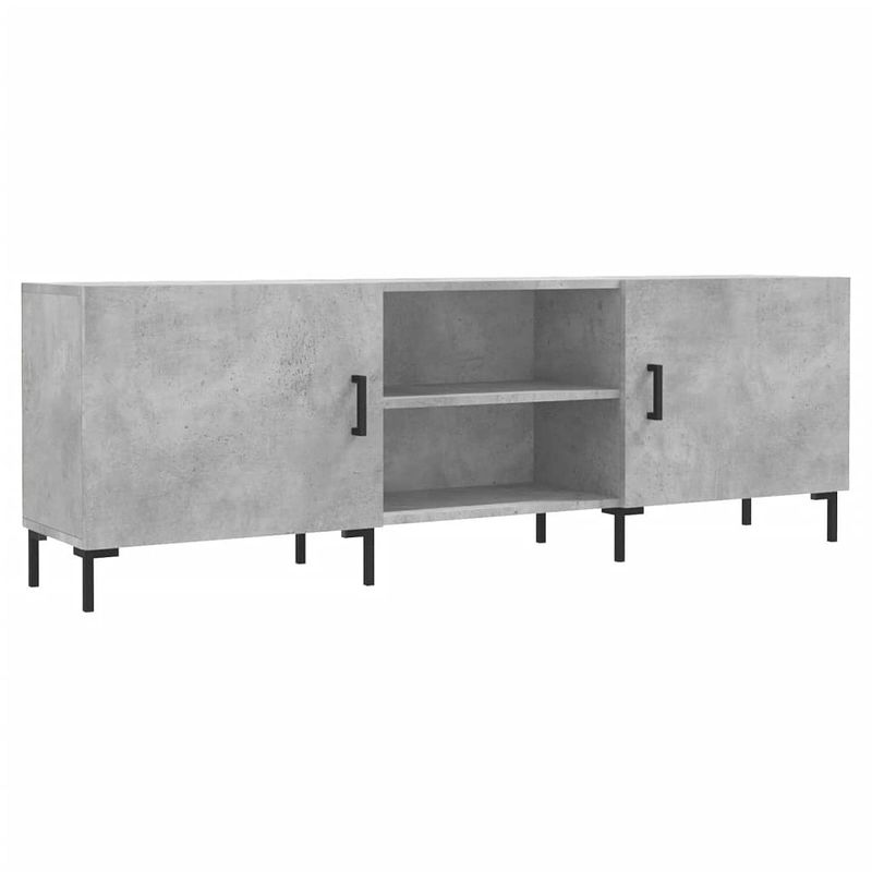 Foto van The living store tv-meubel betongrijs - 150x30x50 cm - stevig bewerkt hout - praktische opbergruimte