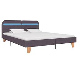 Foto van The living store classic led bedframe - taupe - 208x185x80 cm - geschikt voor matras van 180x200 cm