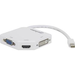 Foto van Manhattan 207362 mini-displayport adapter [1x mini-displayport stekker - 1x vga-bus, hdmi-bus, dvi-bus 24+5-polig] wit 16.00 cm