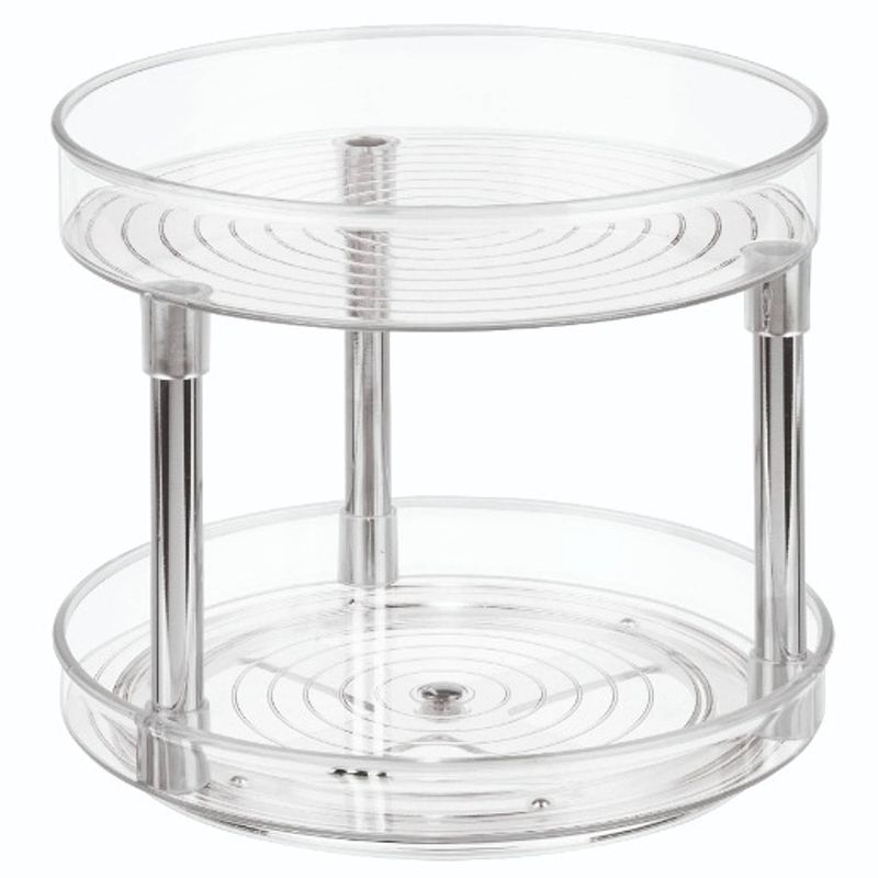 Foto van Idesign - lazy susan draaiplateau met verdieping, 23 x 23 x 24, kunststof, transparant - idesign linus