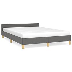 Foto van The living store bedframe donkergrijs - 193 x 143 x 50 cm - duurzaam materiaal - ondersteunende poten - multiplex