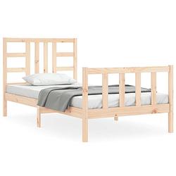 Foto van The living store massief grenenhouten bedframe - 195.5 x 95.5 x 100 cm - multiplex lattenbodem