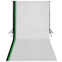 Foto van Vidaxl fotostudioset met 3 katoenen achtergronden en frame 3x6 m