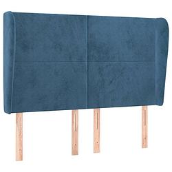 Foto van Vidaxl hoofdbord met randen 147x23x118/128 cm fluweel donkerblauw