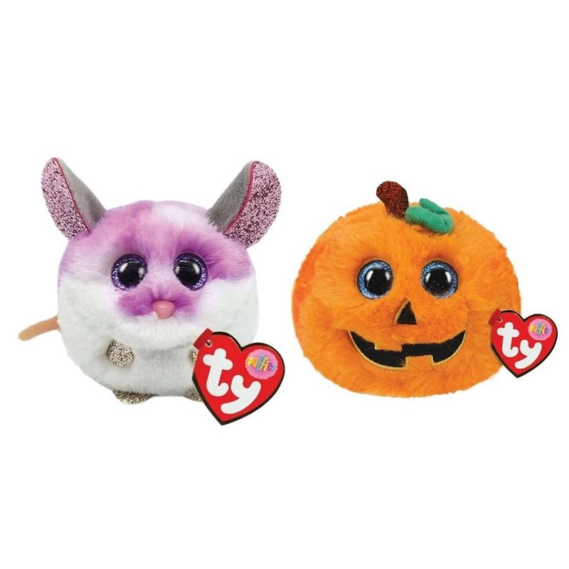 Foto van Ty - knuffel - teeny puffies - colby mouse & halloween pumpkin