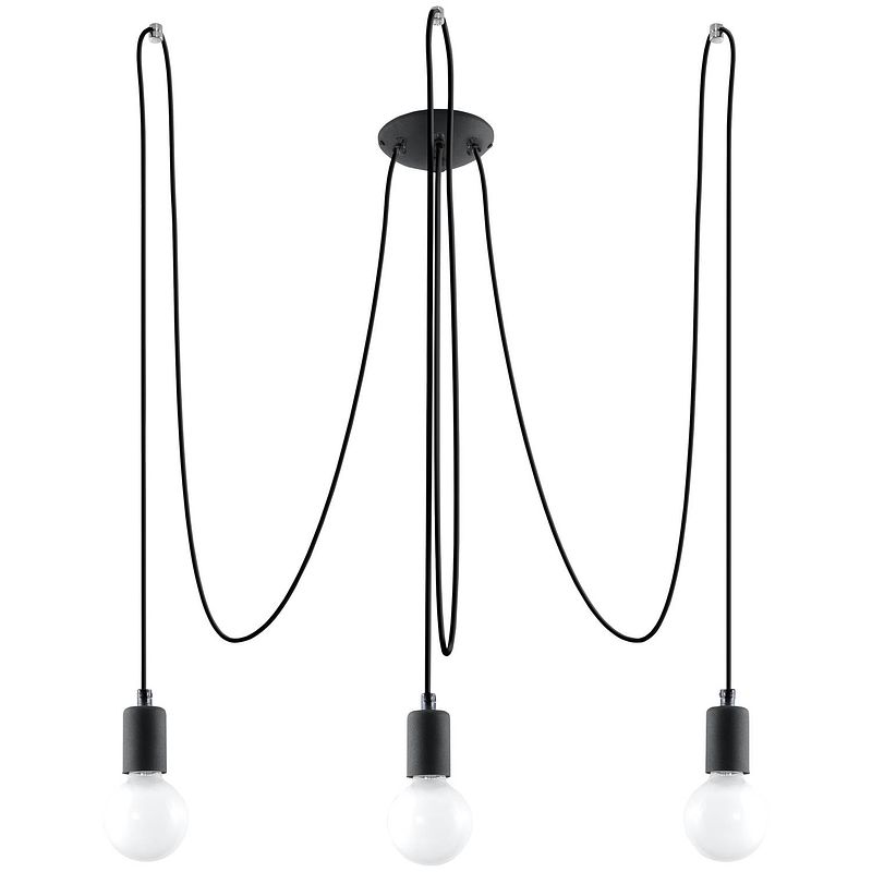 Foto van Sollux hanglamp edison 3 lichts e27 zwart