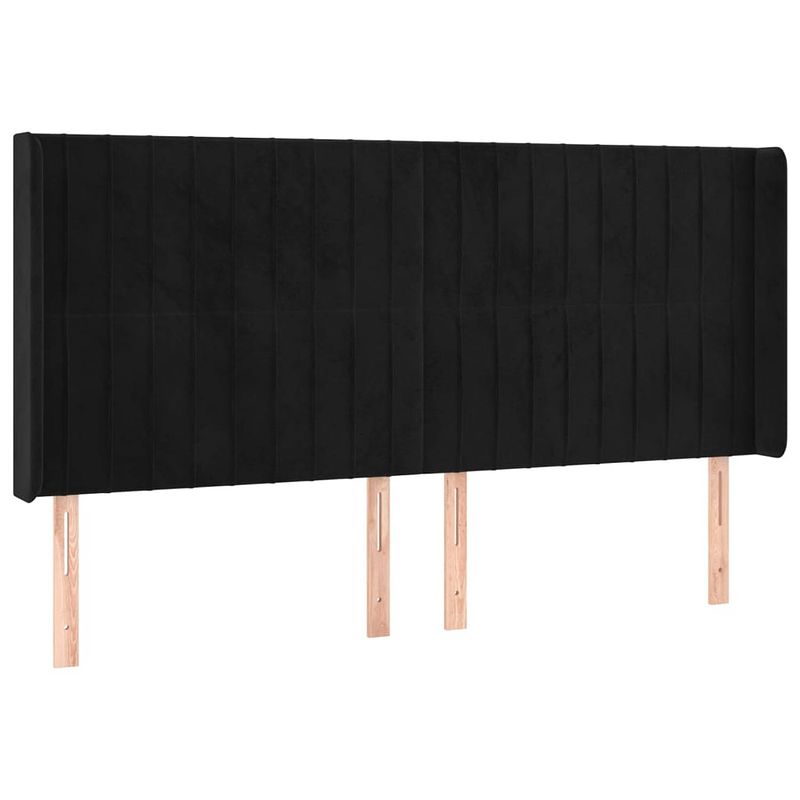 Foto van The living store hoofdbord bedombouw - 203x16x118/128 cm - zwart fluweel