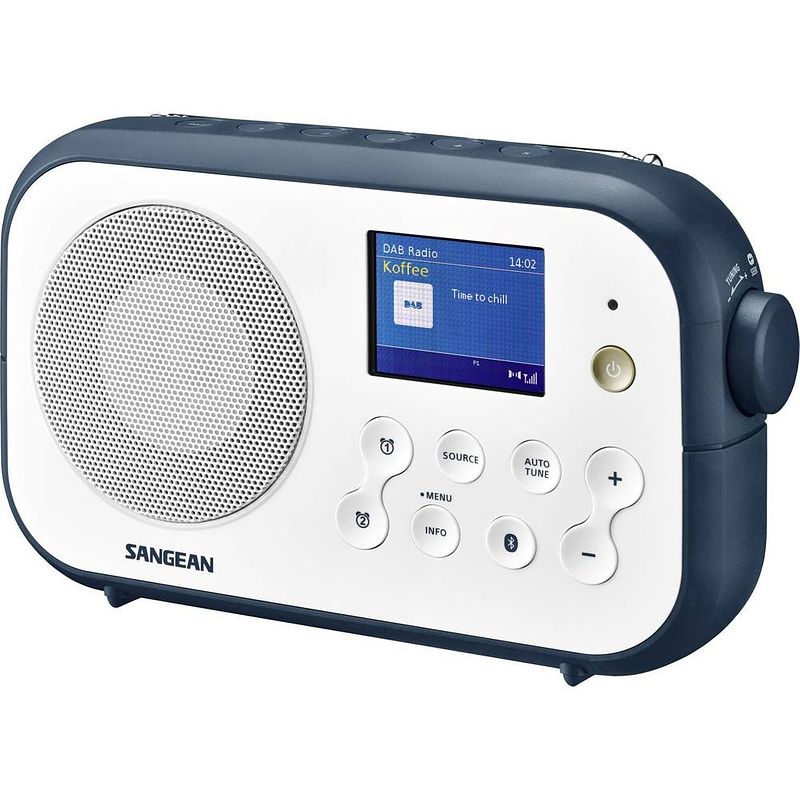 Foto van Sangean traveller-420 (dpr-42 w/b.i.) transistorradio dab+, vhf (fm) bluetooth wit, donkerblauw