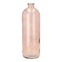 Foto van Dk design bloemenvaas fles model - helder gekleurd glas - perzik roze - d14 x h41 cm - vazen