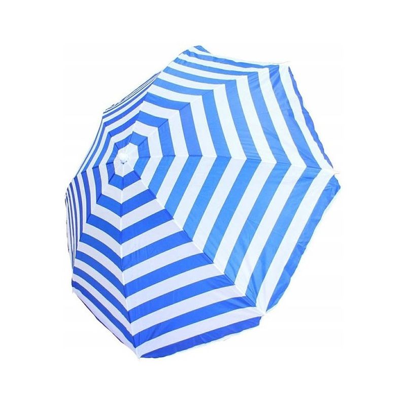 Foto van Blauw/wit gestreepte strand/camping parasol 165 cm - parasols