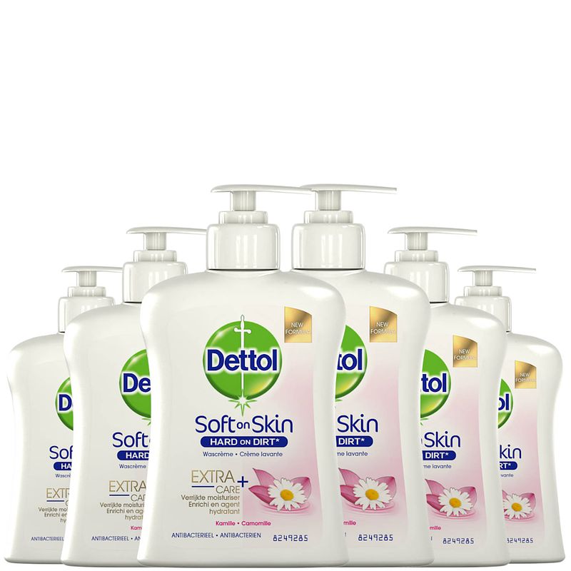 Foto van Dettol handzeep - extra care gevoelige en normale huid lotus & kamille 250ml x6