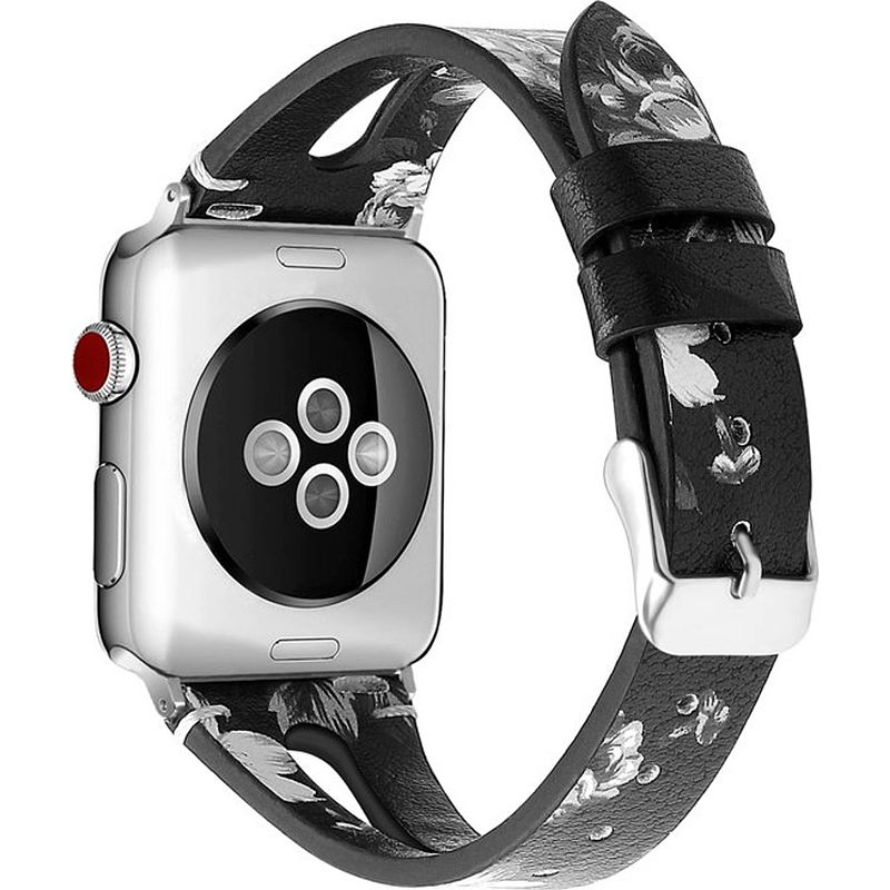 Foto van Smartphoneclip - bandje leer zwart grijs - voor apple watch 38-40mm