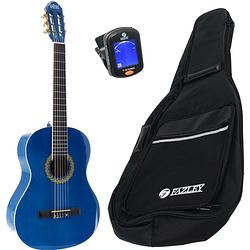 Foto van Lapaz 002 bl klassieke gitaar 4/4-formaat blauw + gigbag + stemapparaat